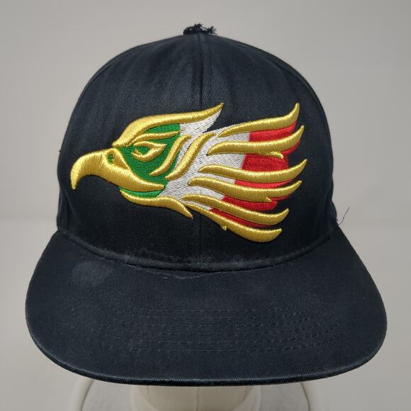 Mexican Mexico Eagle Snapback Cap Black OS Adjustable Embroidered Top Level - Picture 2 of 9